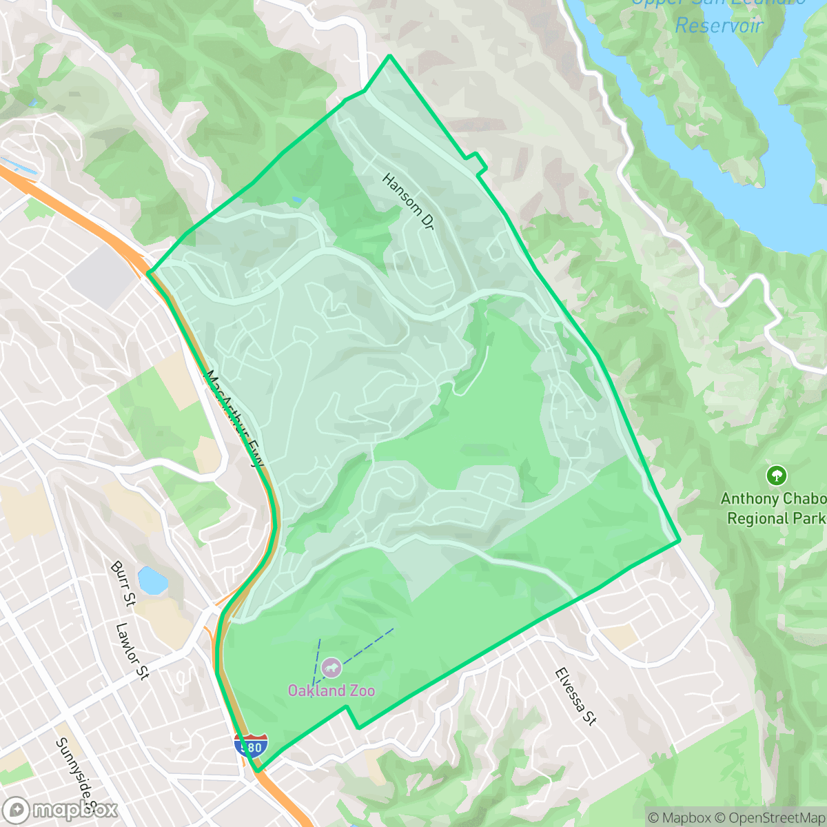 Map showing the location of Sequoyah, Oakland, CA