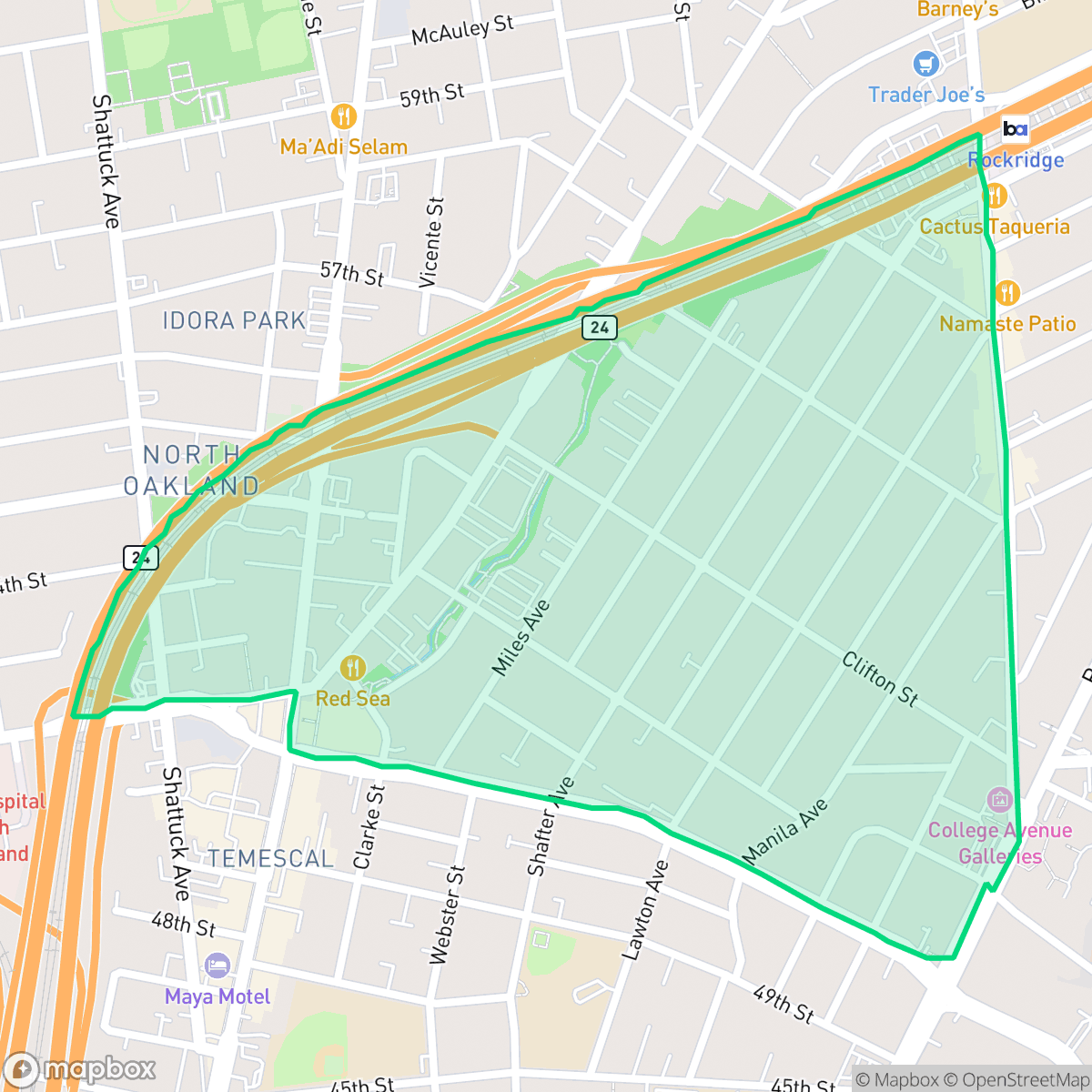 Map showing the location of Shafter, Oakland, CA