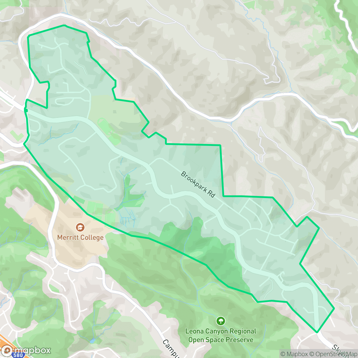 Map showing the location of Skyline - Hillcrest Estates, Oakland, CA