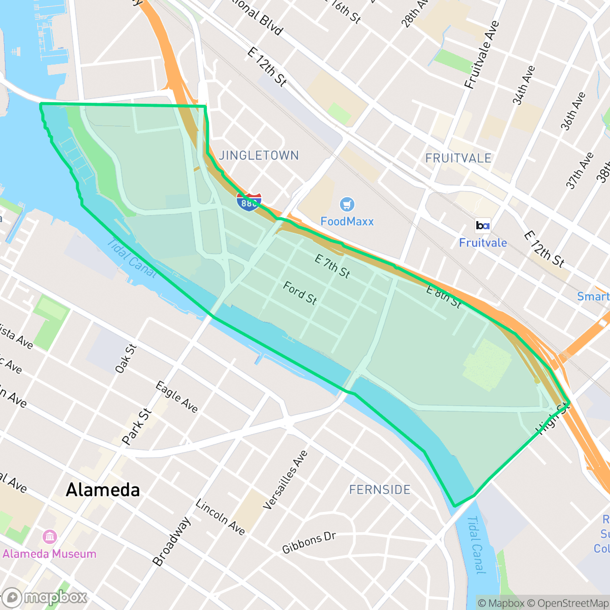 Map showing the location of South Kennedy Tract, Oakland, CA