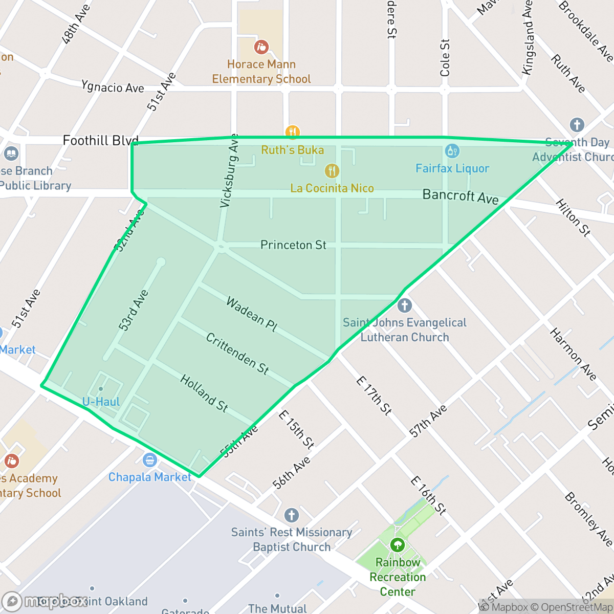 Map showing the location of Wentworth Holland, Oakland, CA