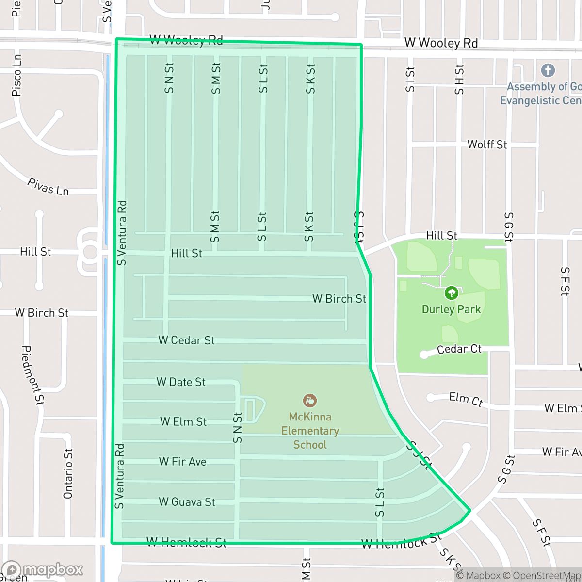 Map showing the location of Bartolo Square North, Oxnard, CA