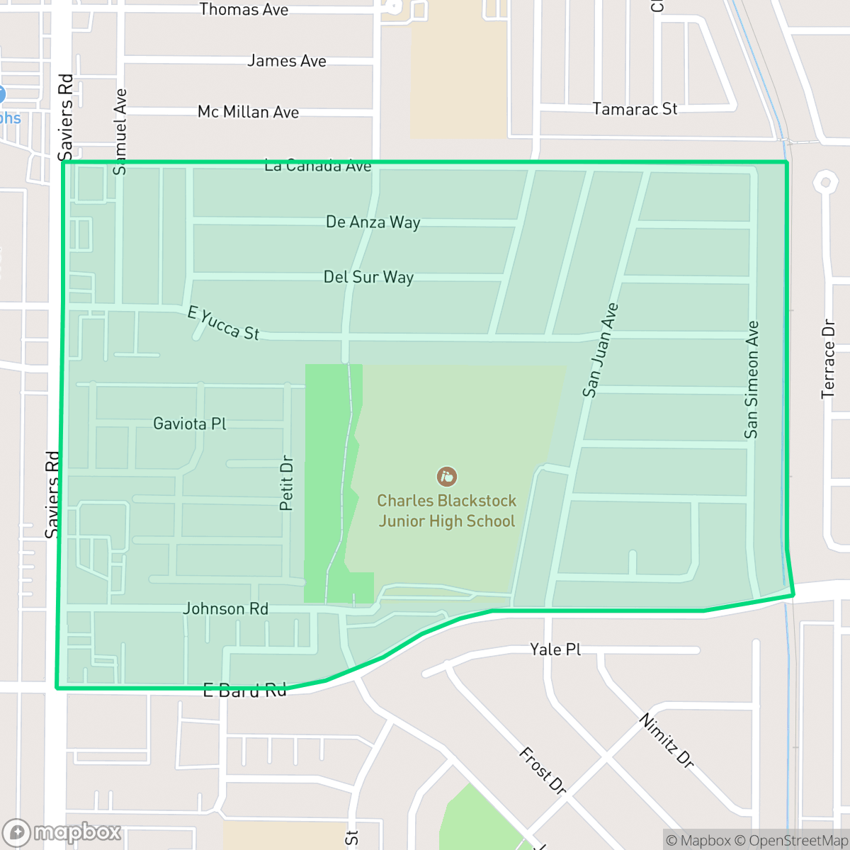 Map showing the location of Blackstock South, Oxnard, CA