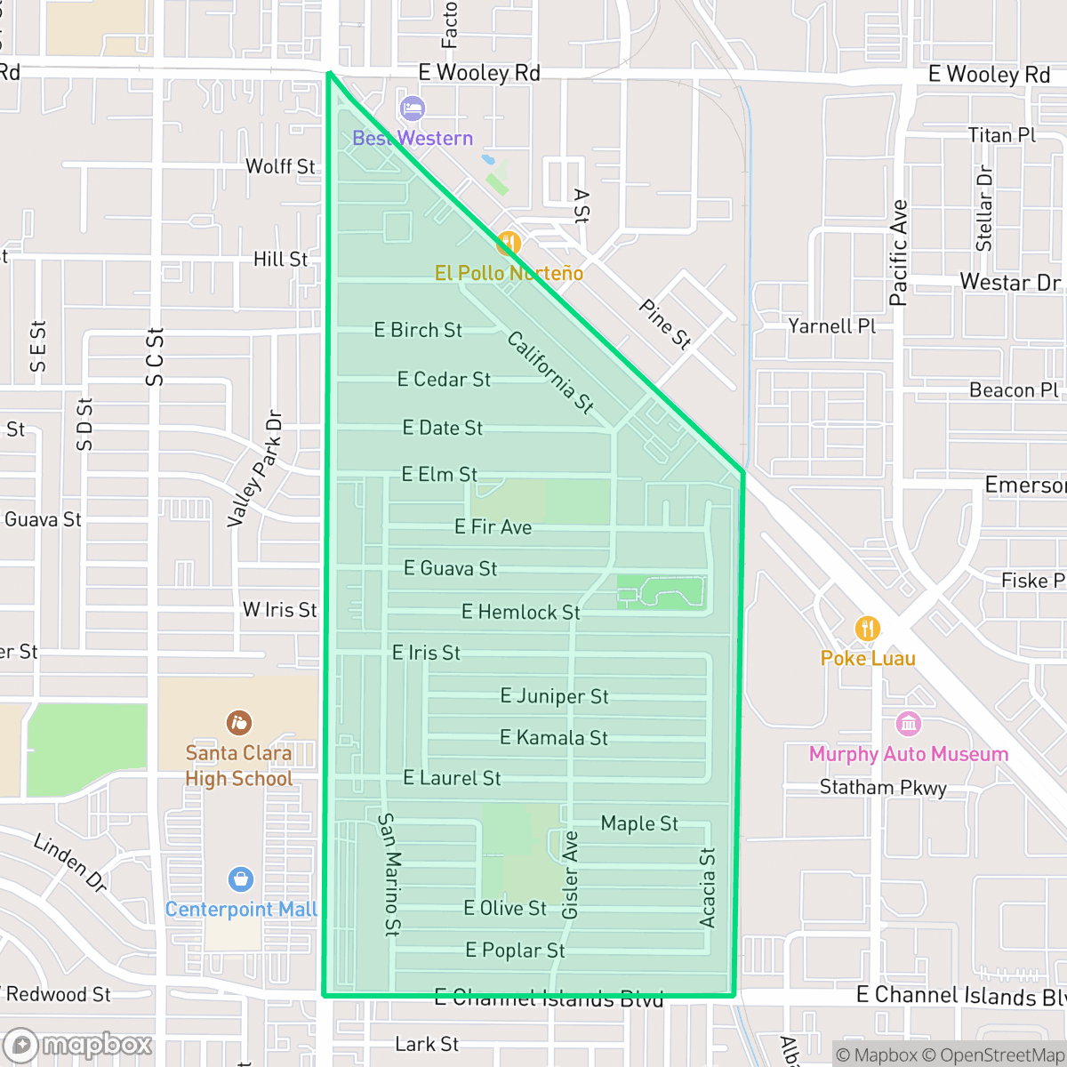 Map showing the location of Cal-Gisler, Oxnard, CA