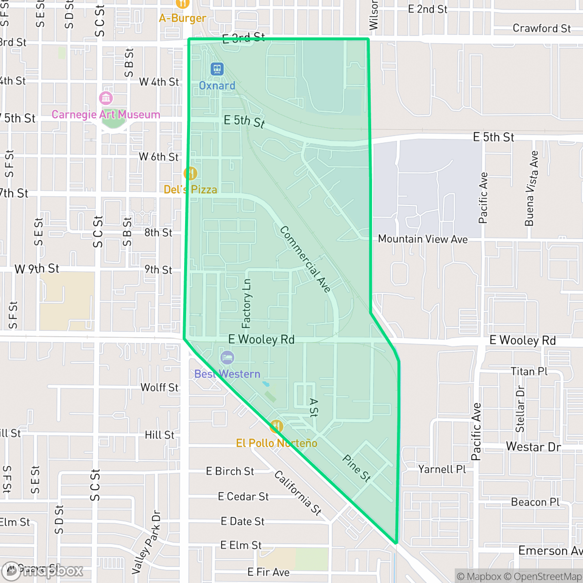 Map showing the location of Five Points Northeast, Oxnard, CA