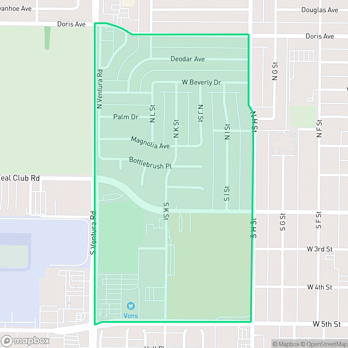 Map showing the location of Fremont South, Oxnard, CA