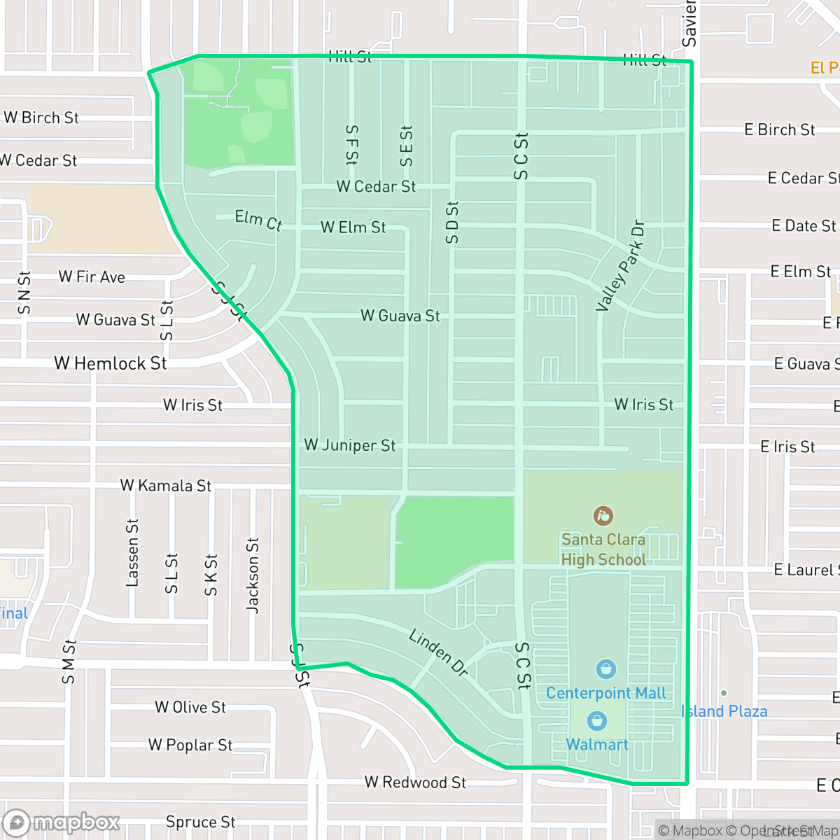 Map showing the location of Kamala Park, Oxnard, CA
