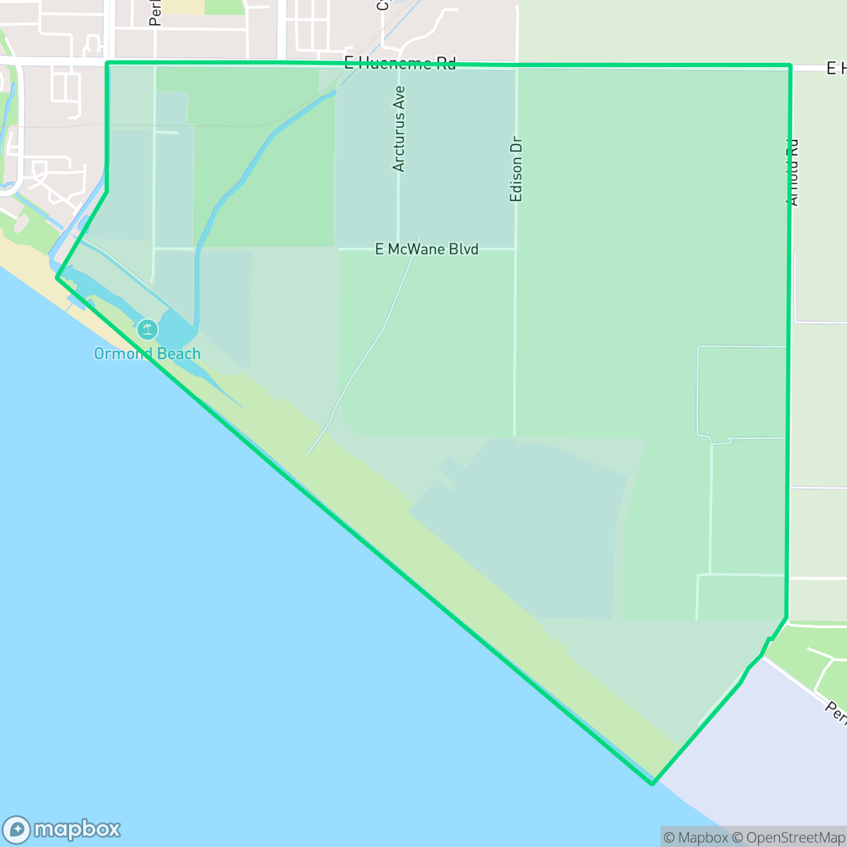 Map showing the location of Ormond Beach, Oxnard, CA