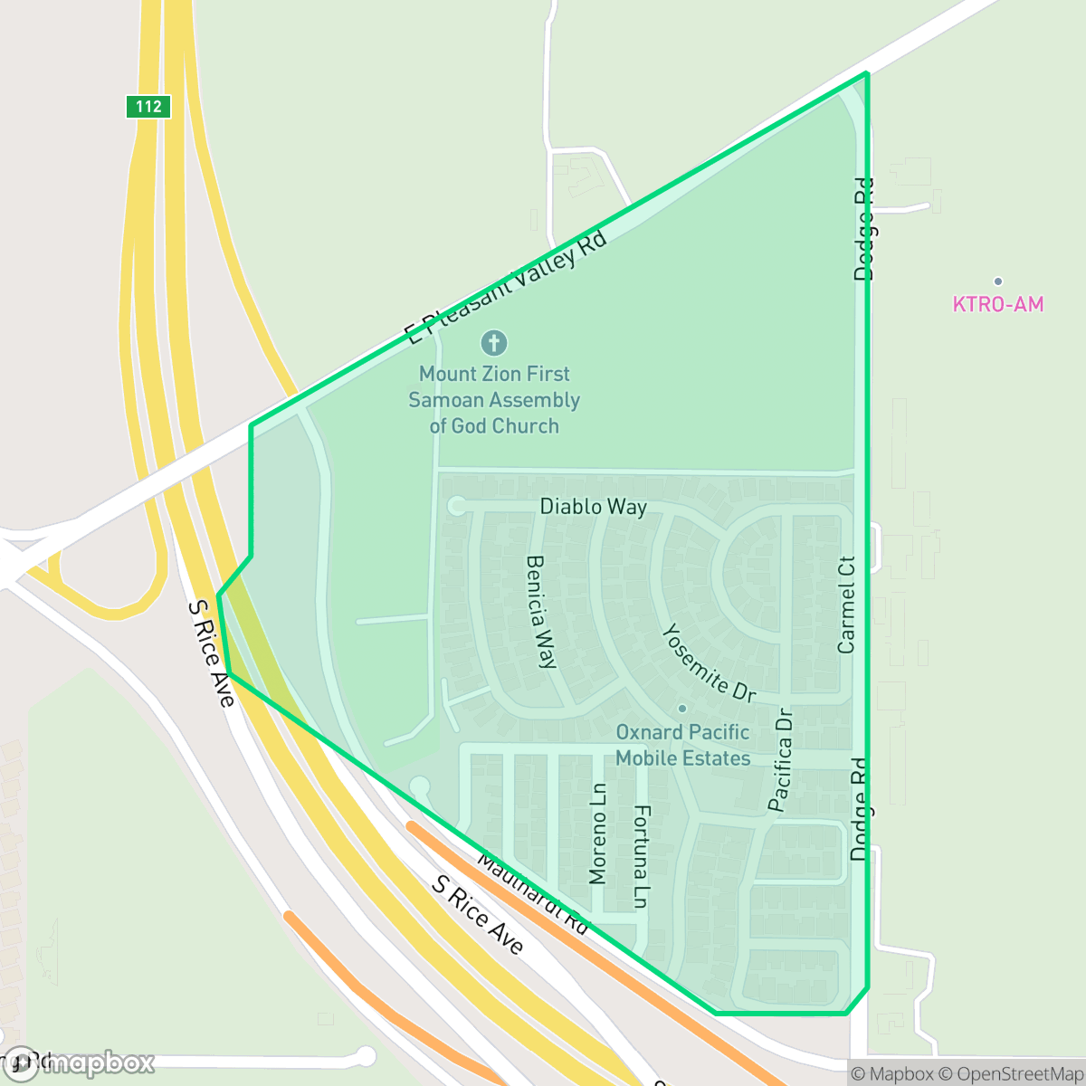 Map showing the location of Oxnard Pacific, Oxnard, CA