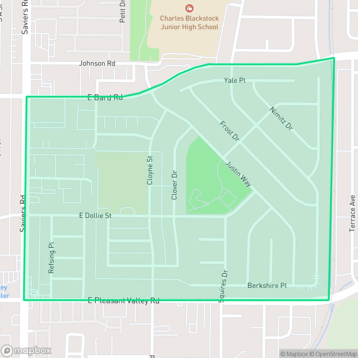 Map showing the location of Pleasant Valley Estates, Oxnard, CA