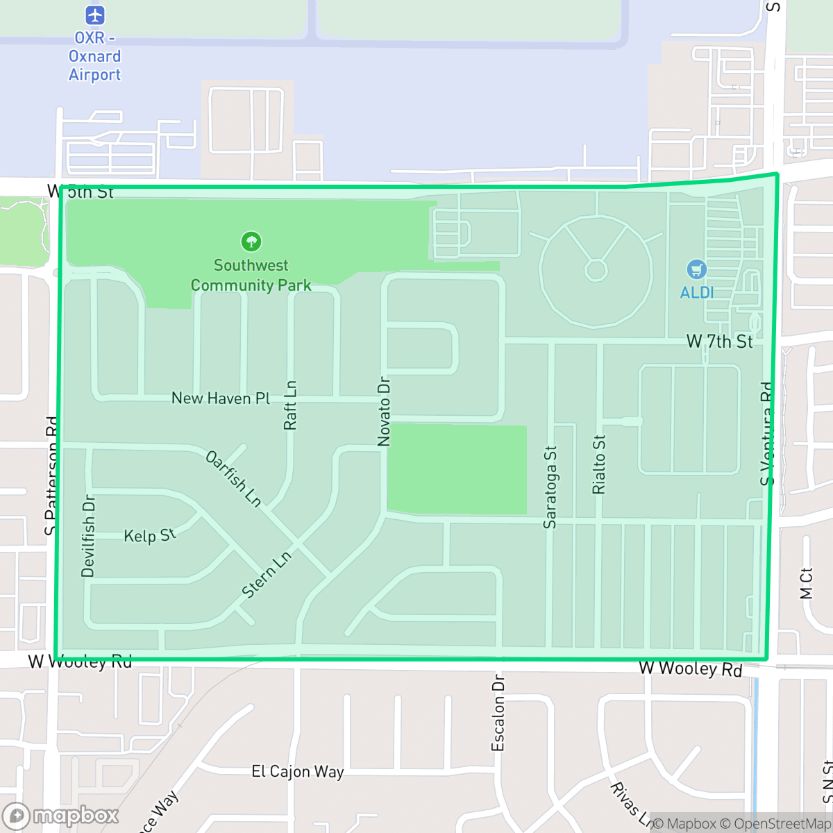 Map showing the location of Sea Air, Oxnard, CA