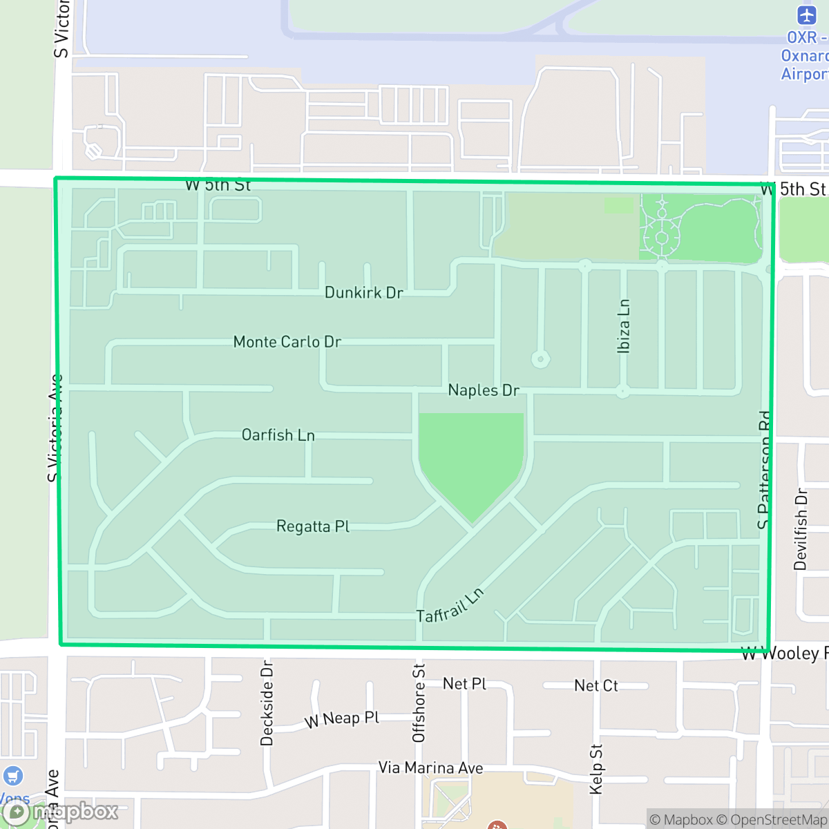 Map showing the location of Sea View Estates, Oxnard, CA