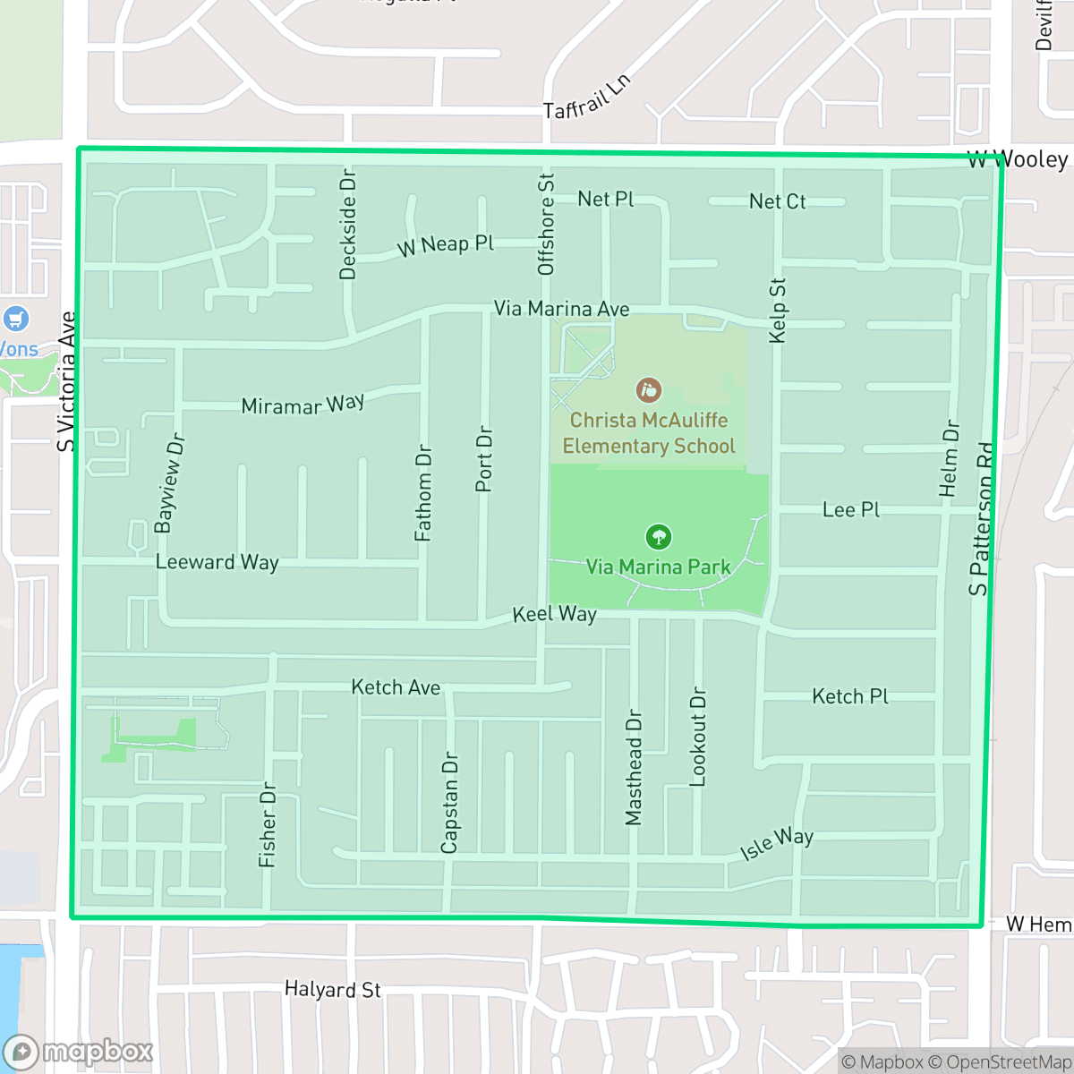 Map showing the location of Via Marina, Oxnard, CA