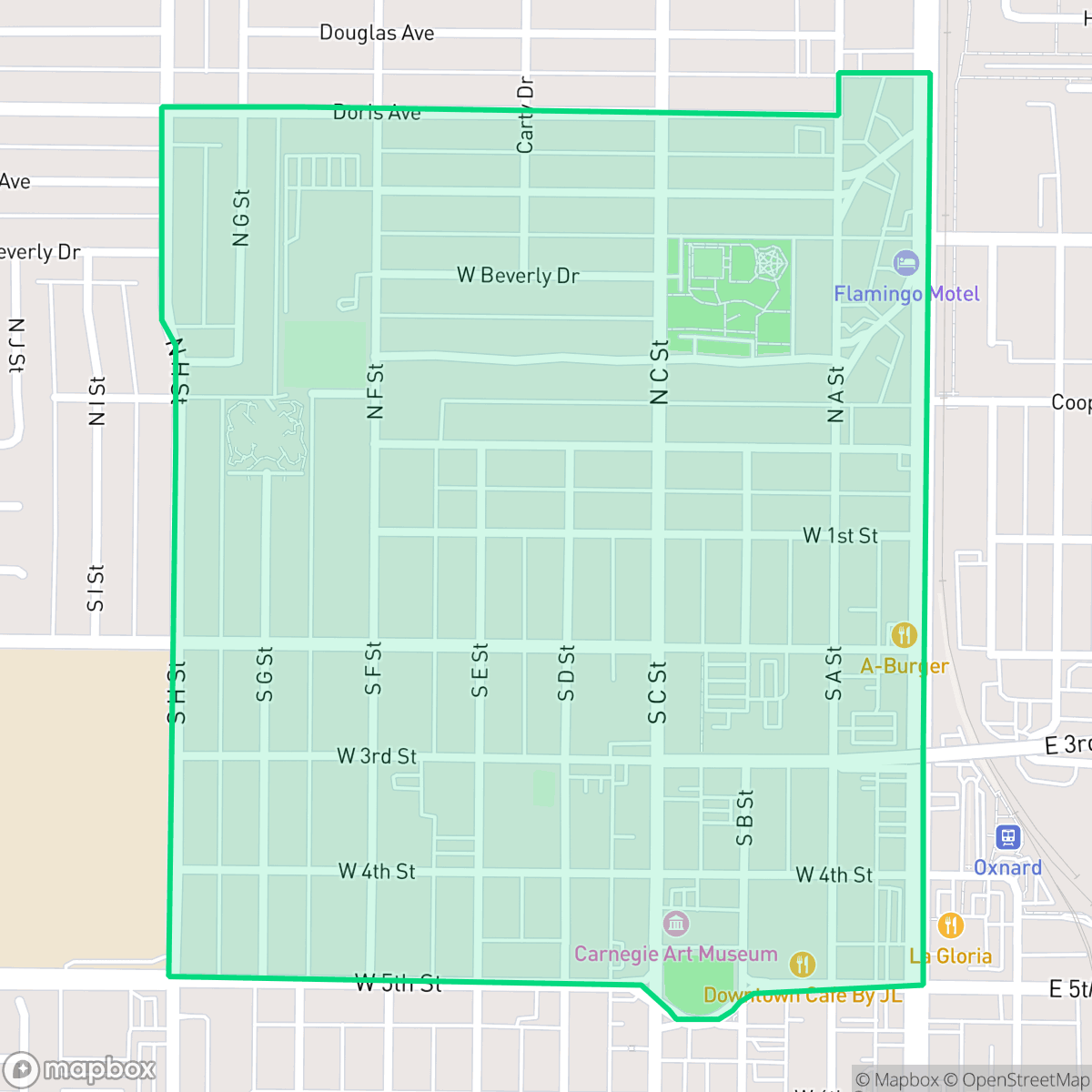 Map showing the location of Wilson, Oxnard, CA