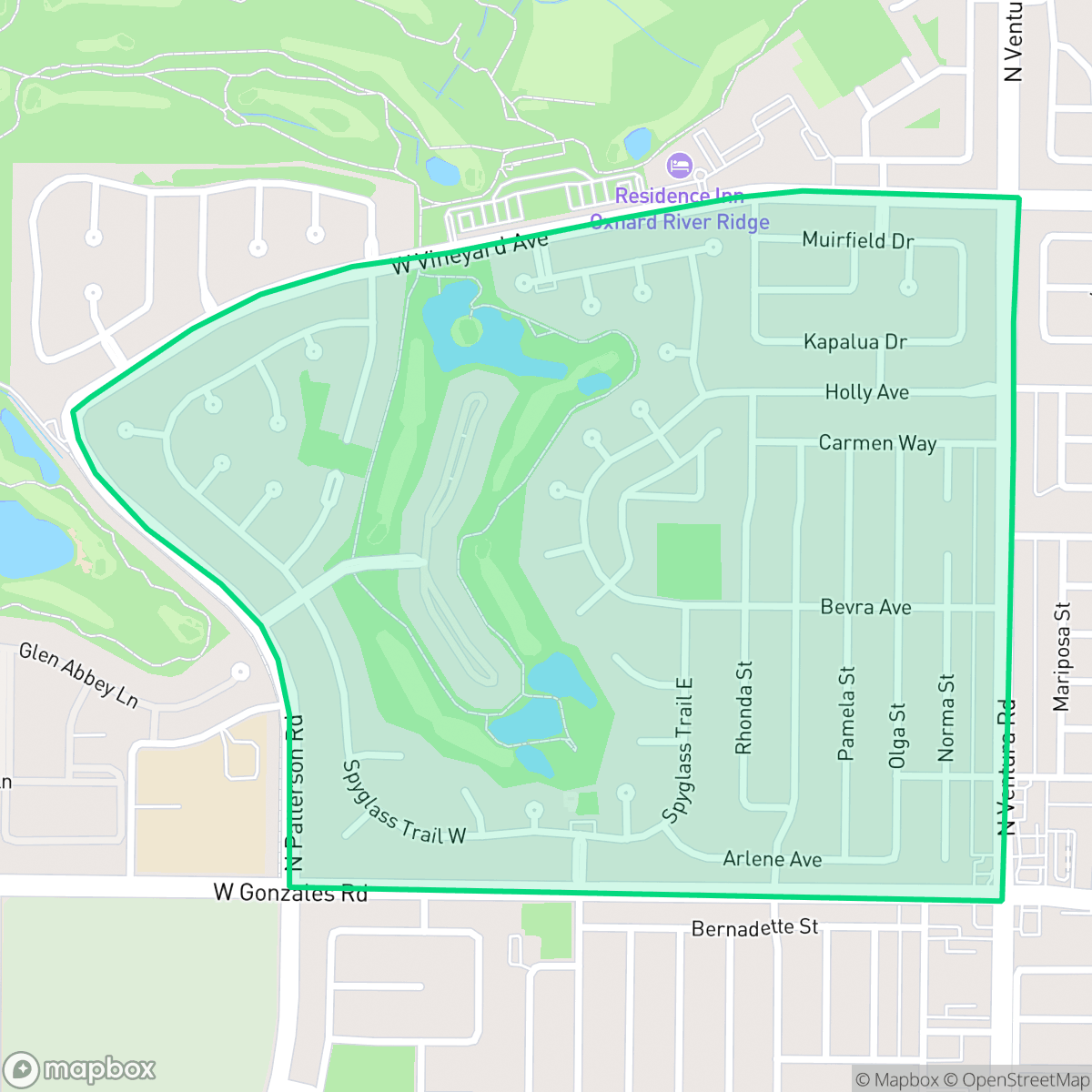 Map showing the location of Windsor North River Ridge, Oxnard, CA