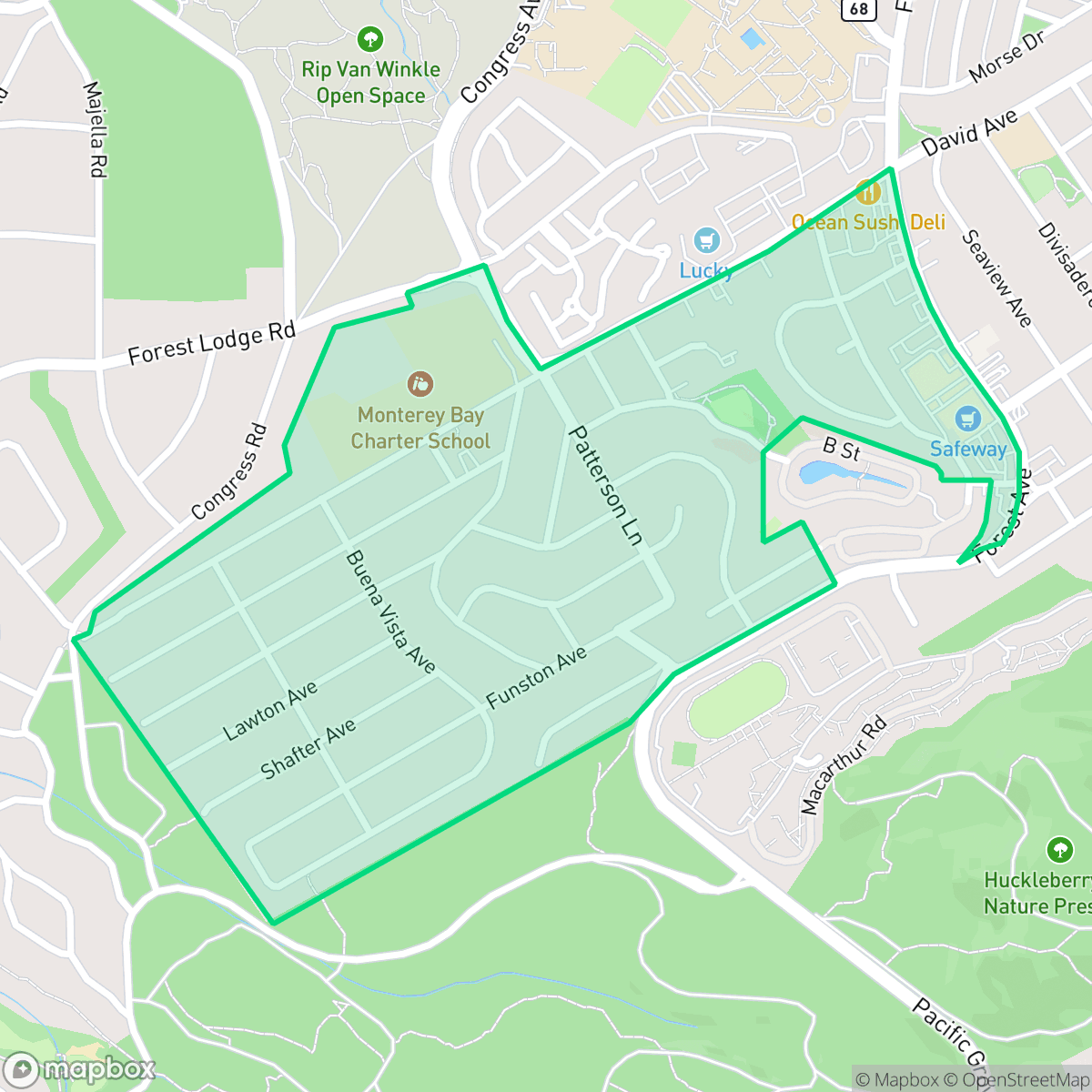 Map showing the location of Del Monte Park, Pacific Grove, CA