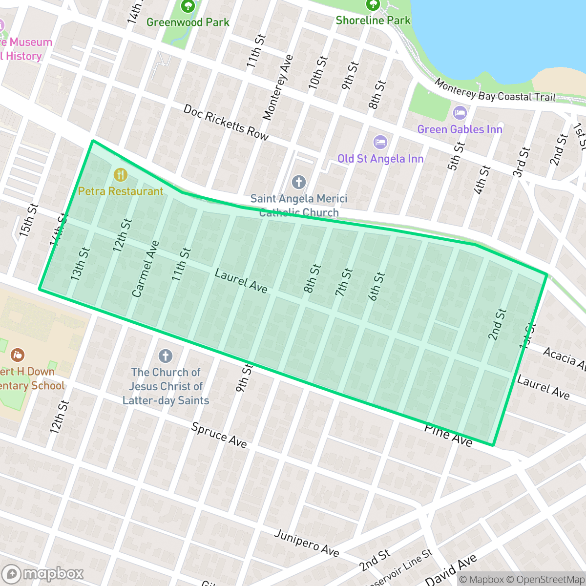 Map showing the location of First Addition, Pacific Grove, CA