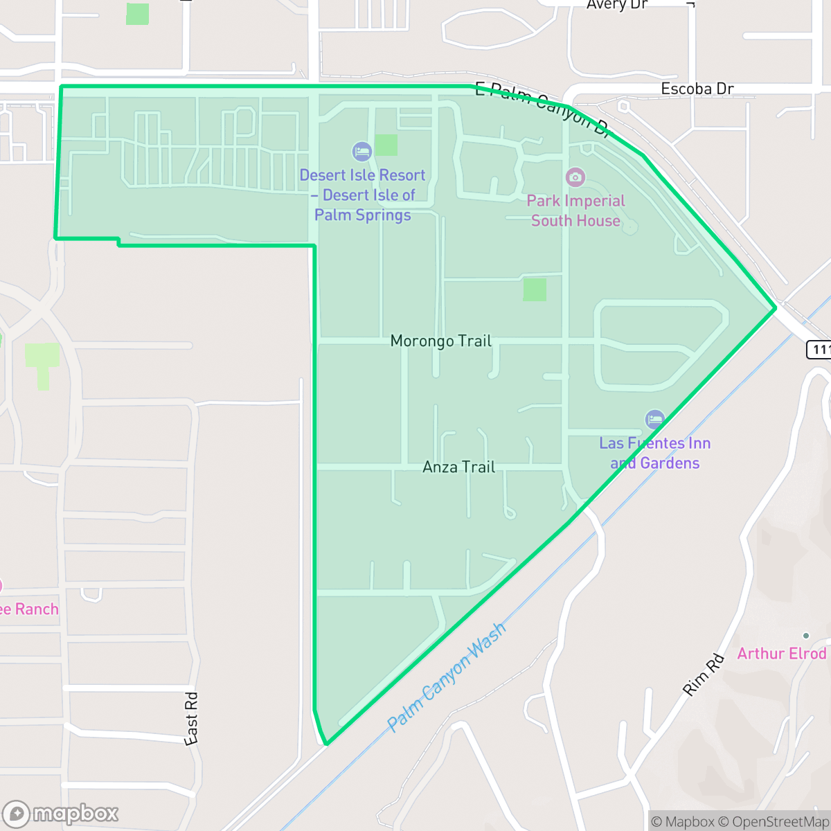 Map showing the location of Araby Commons, Palm Springs, CA