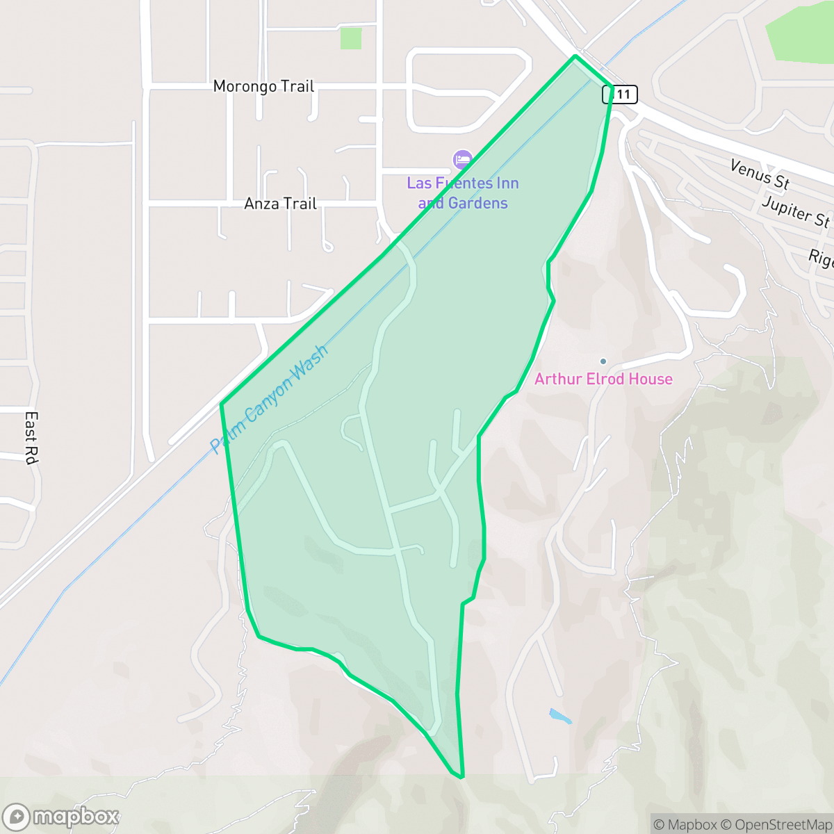 Map showing the location of Araby Cove, Palm Springs, CA