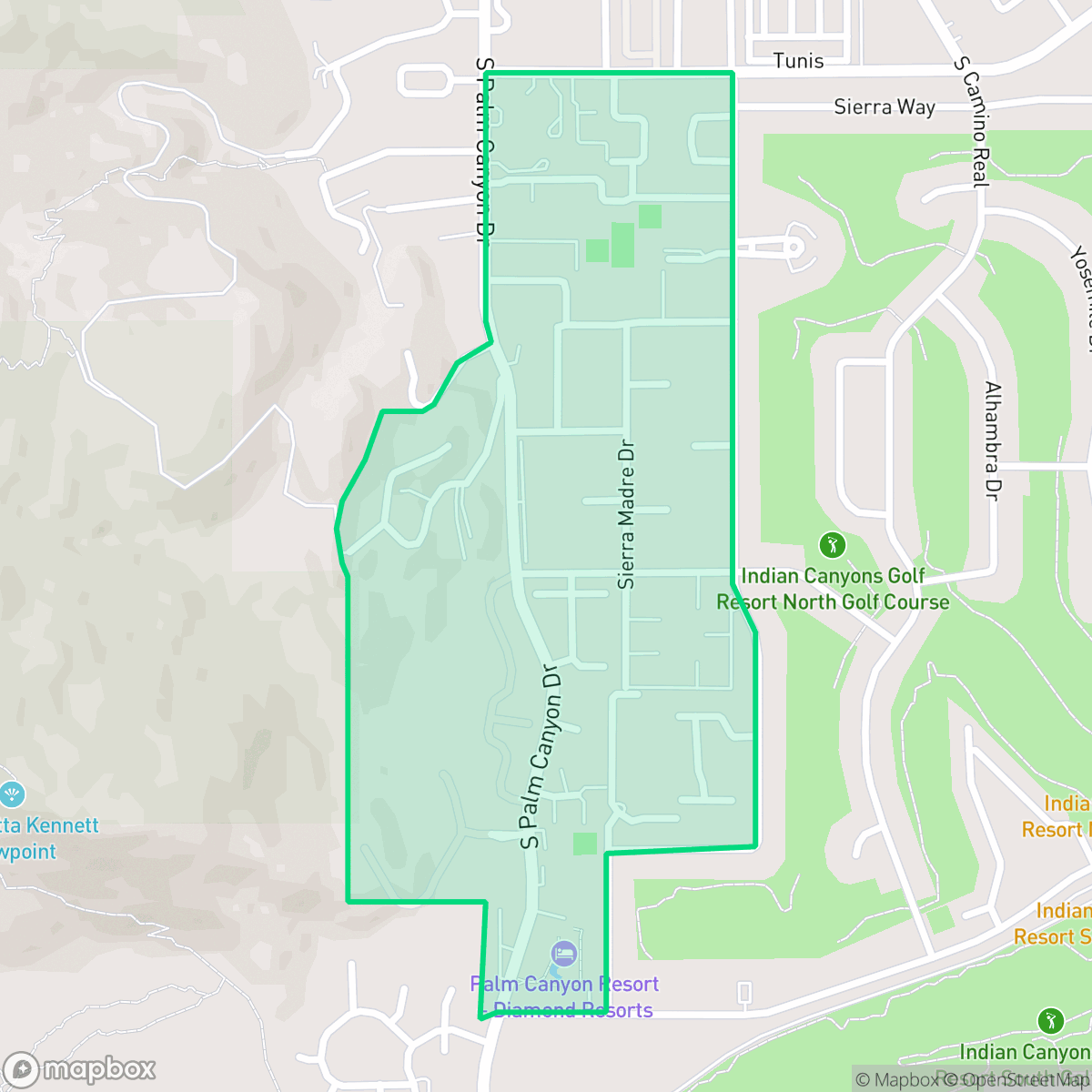 Map showing the location of Canyon Corridor, Palm Springs, CA