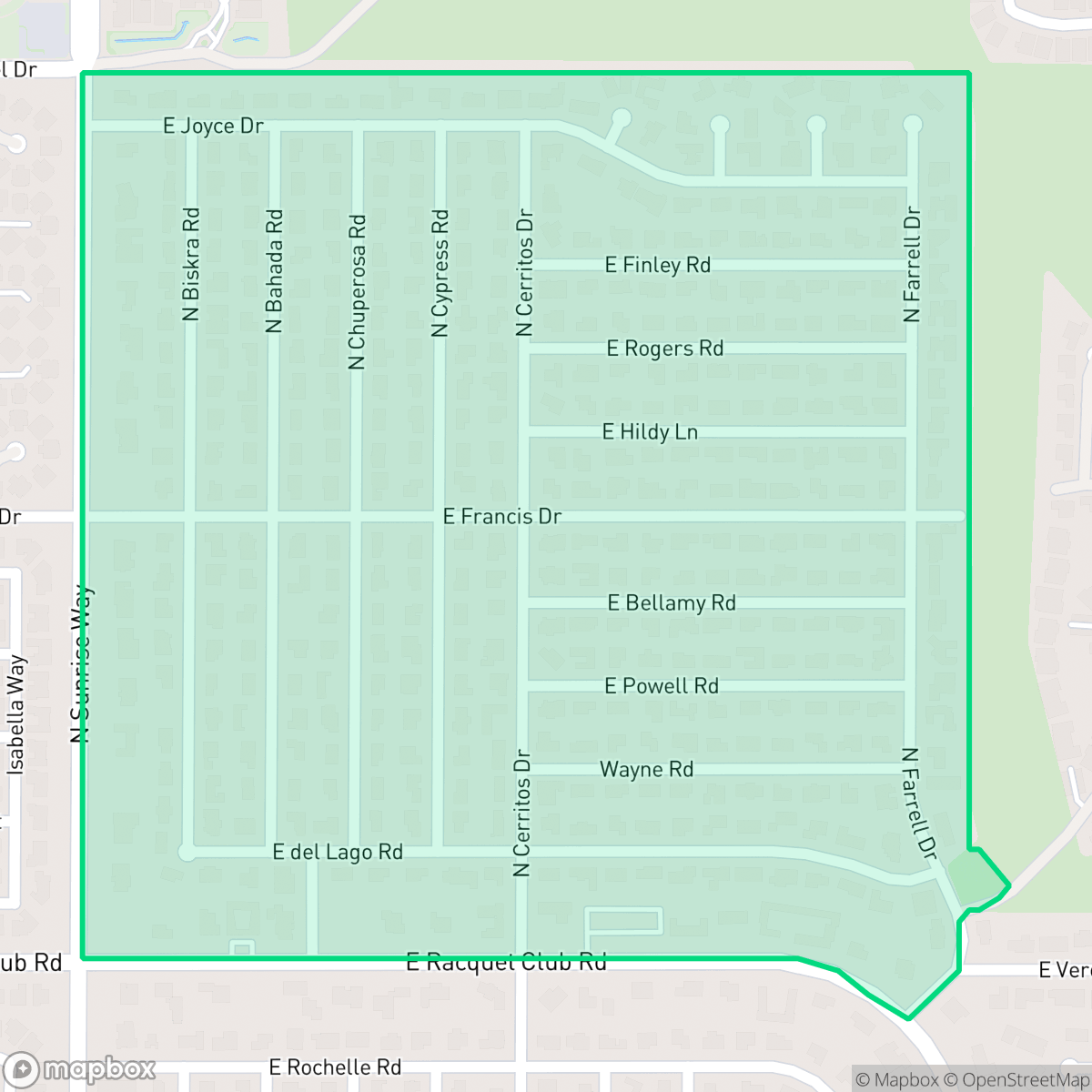 Map showing the location of Desert Park Estates, Palm Springs, CA