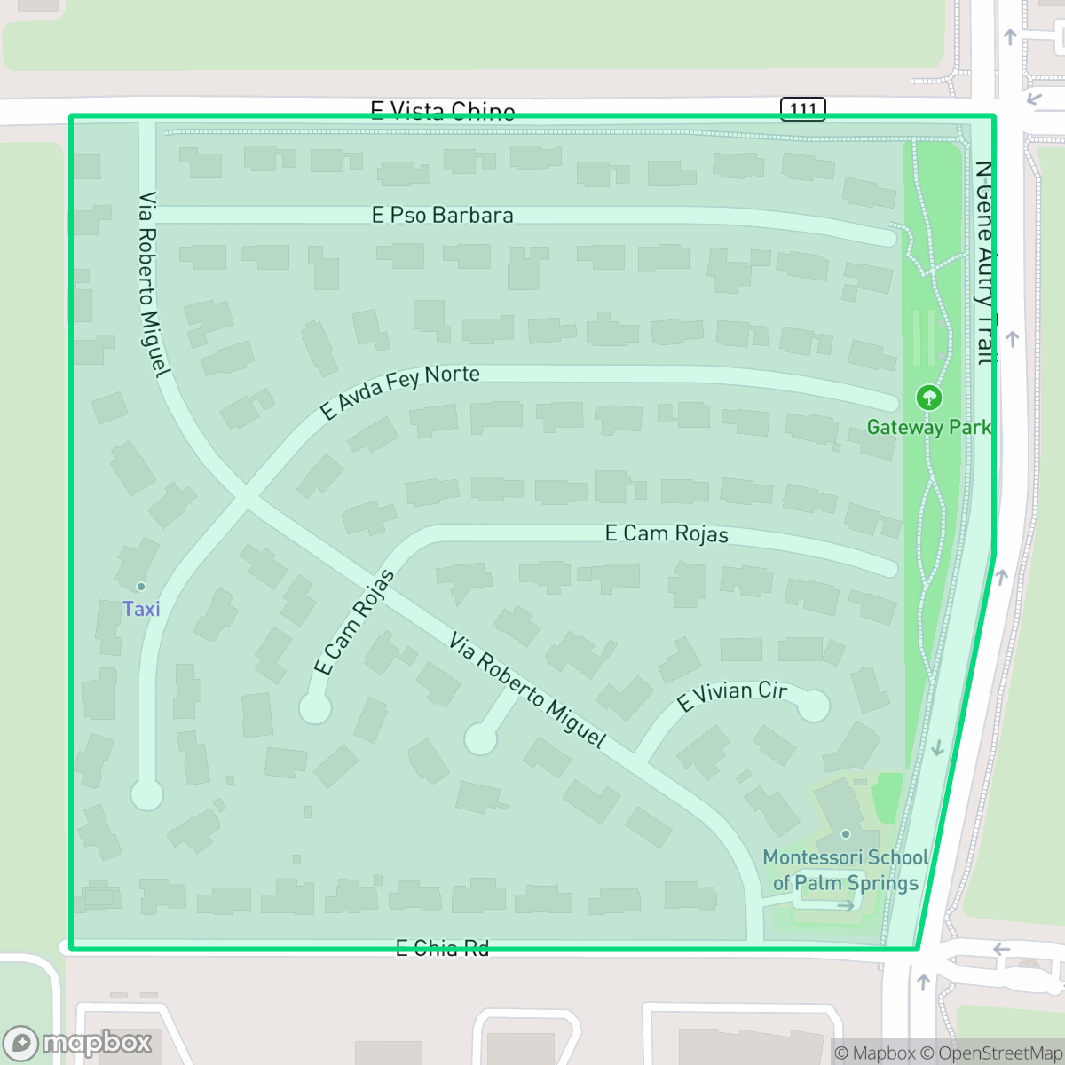 Map showing the location of El Rancho Vista Estates, Palm Springs, CA