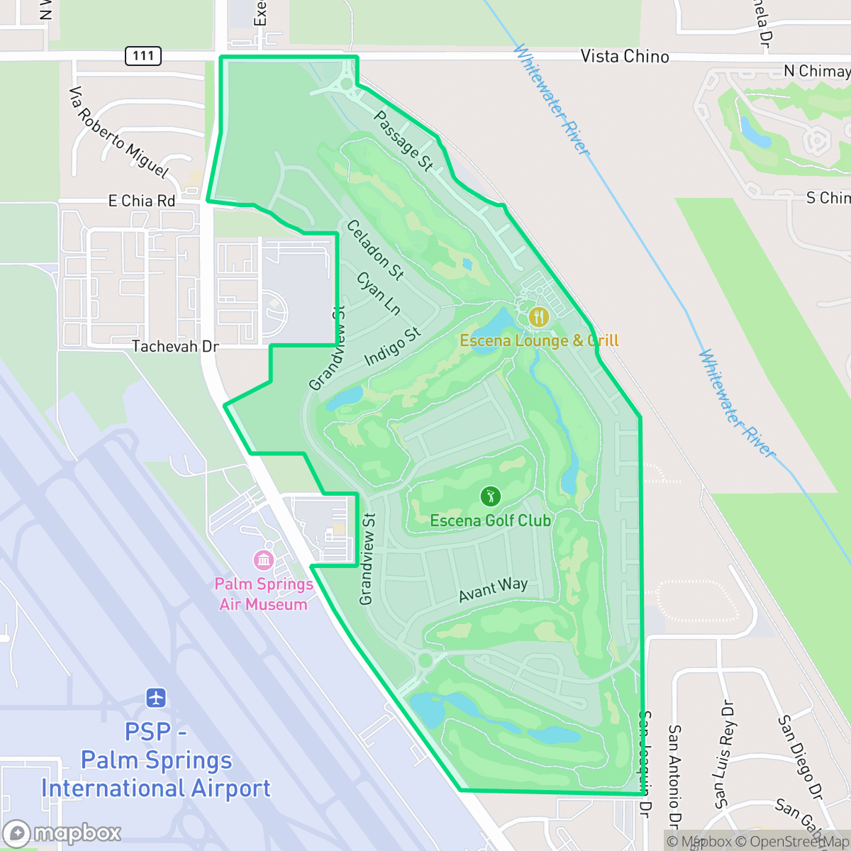 Map showing the location of Escena, Palm Springs, CA