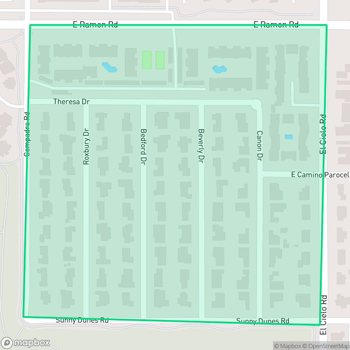 Map showing the location of Little Beverly Hills, Palm Springs, CA