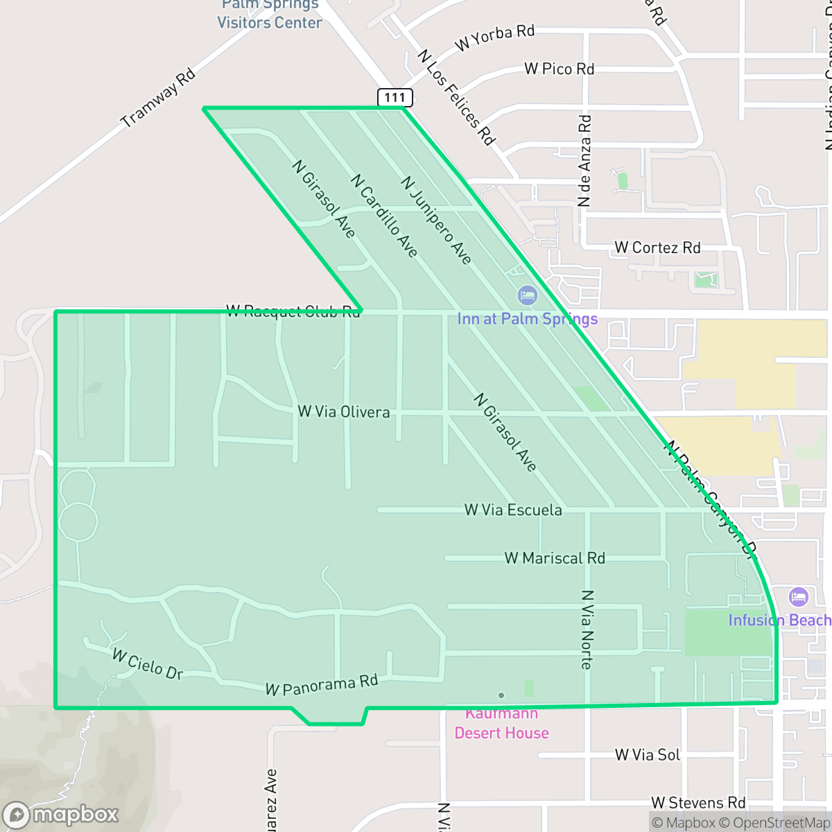 Map showing the location of Little Tuscany, Palm Springs, CA