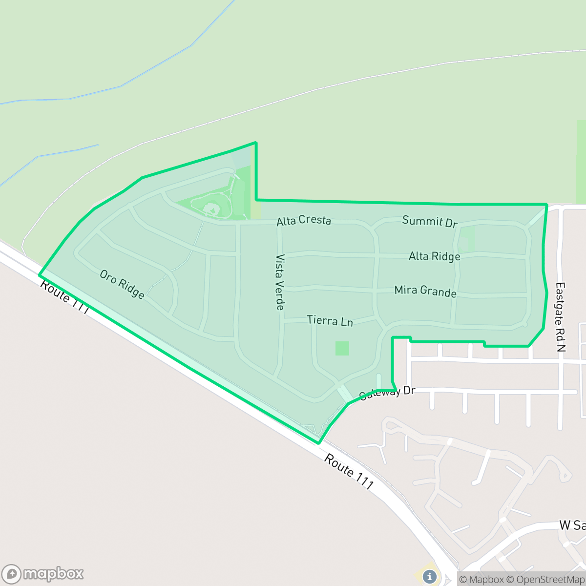 Map showing the location of Mountain Gate, Palm Springs, CA