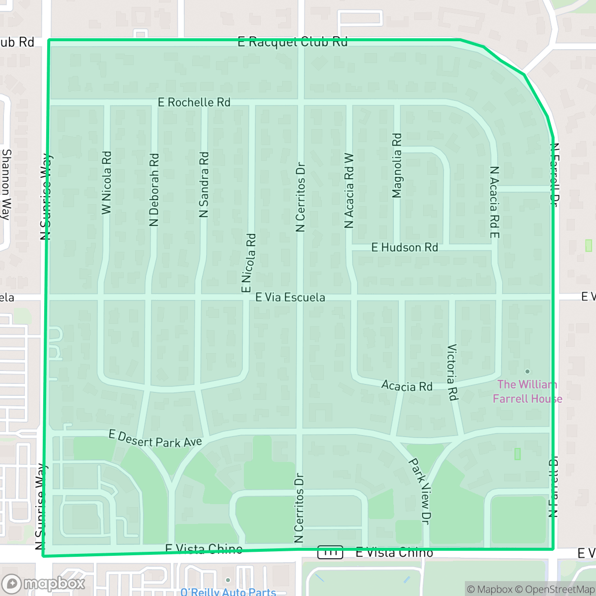 Map showing the location of Ranch Club, Palm Springs, CA