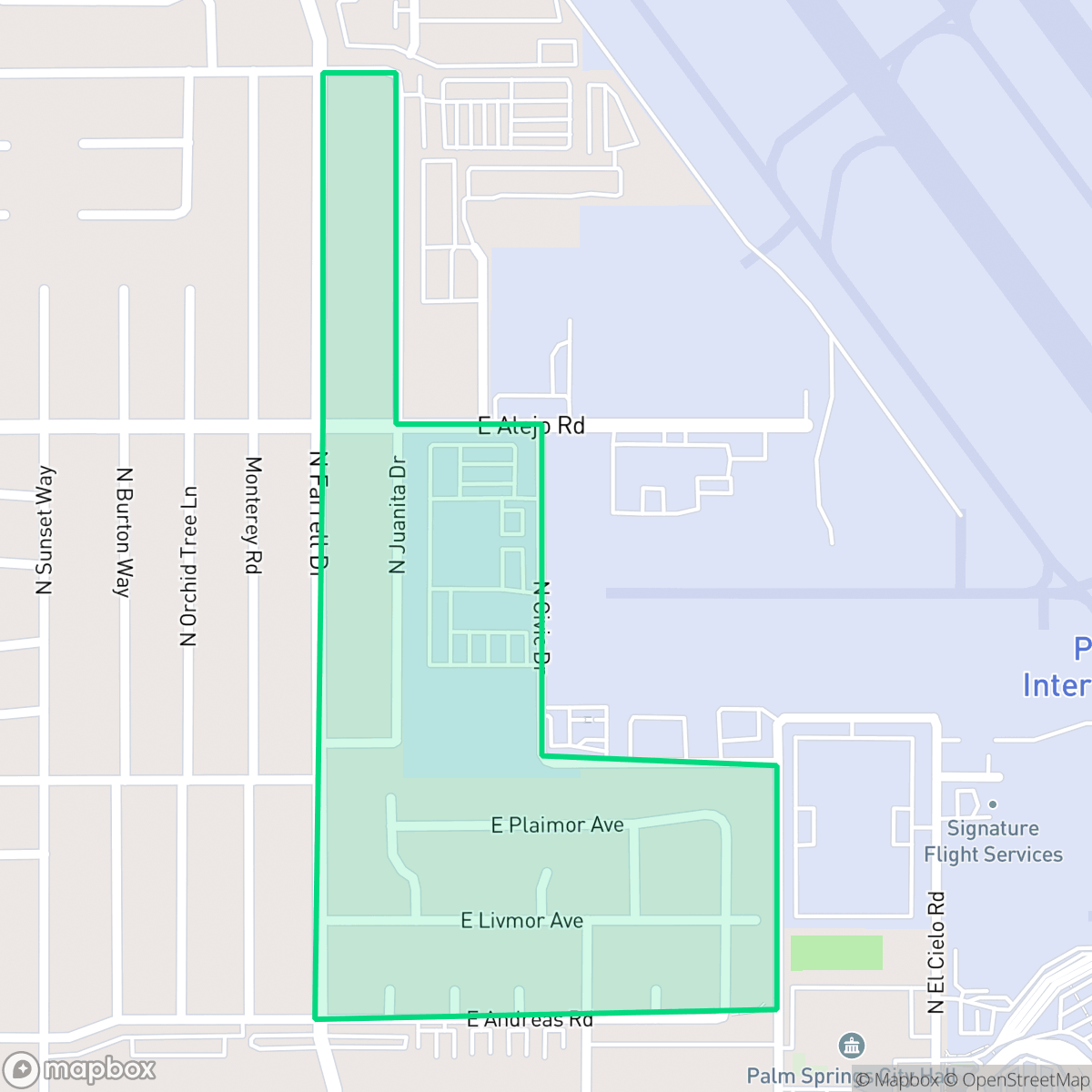 Map showing the location of Sunmor, Palm Springs, CA