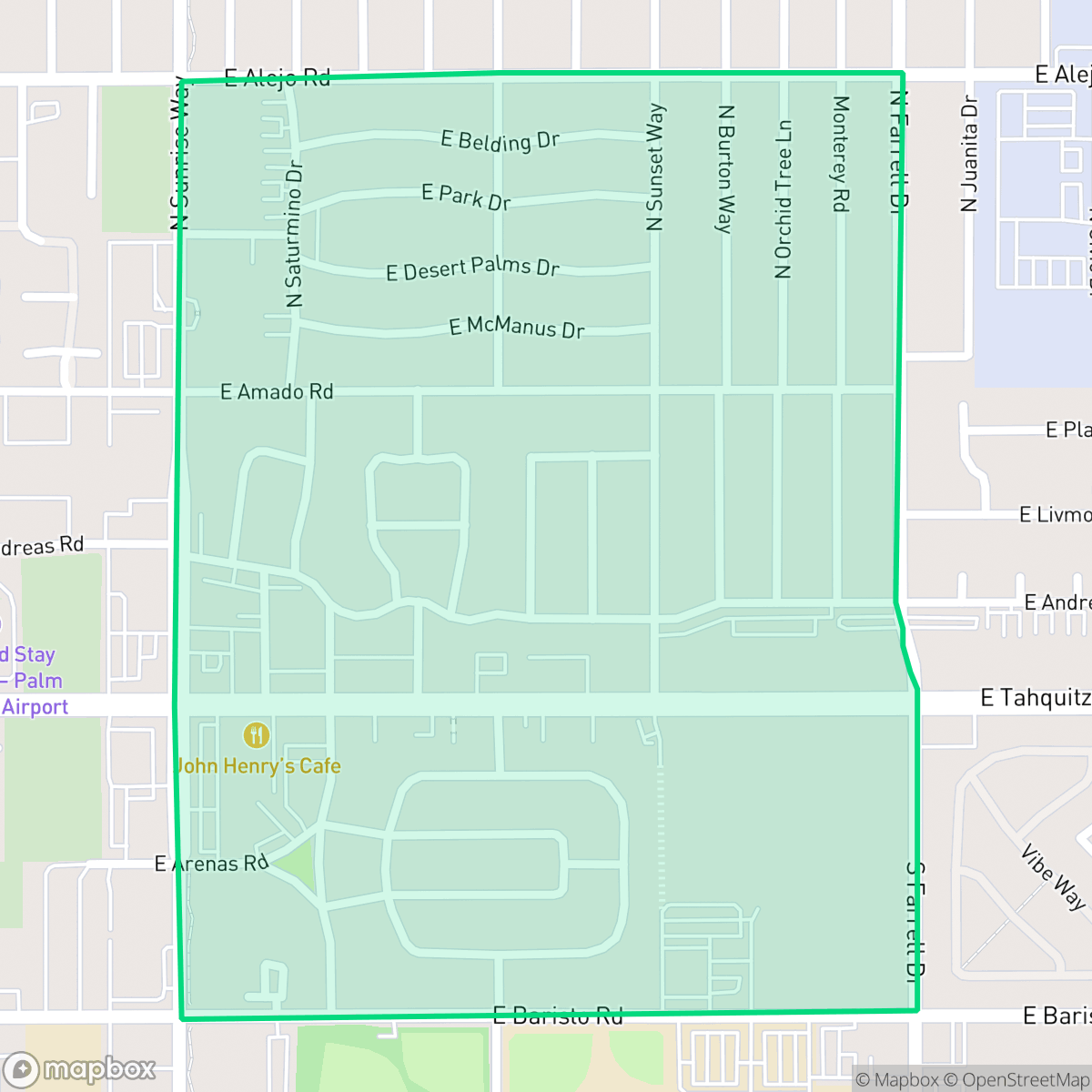 Map showing the location of Sunrise Park, Palm Springs, CA