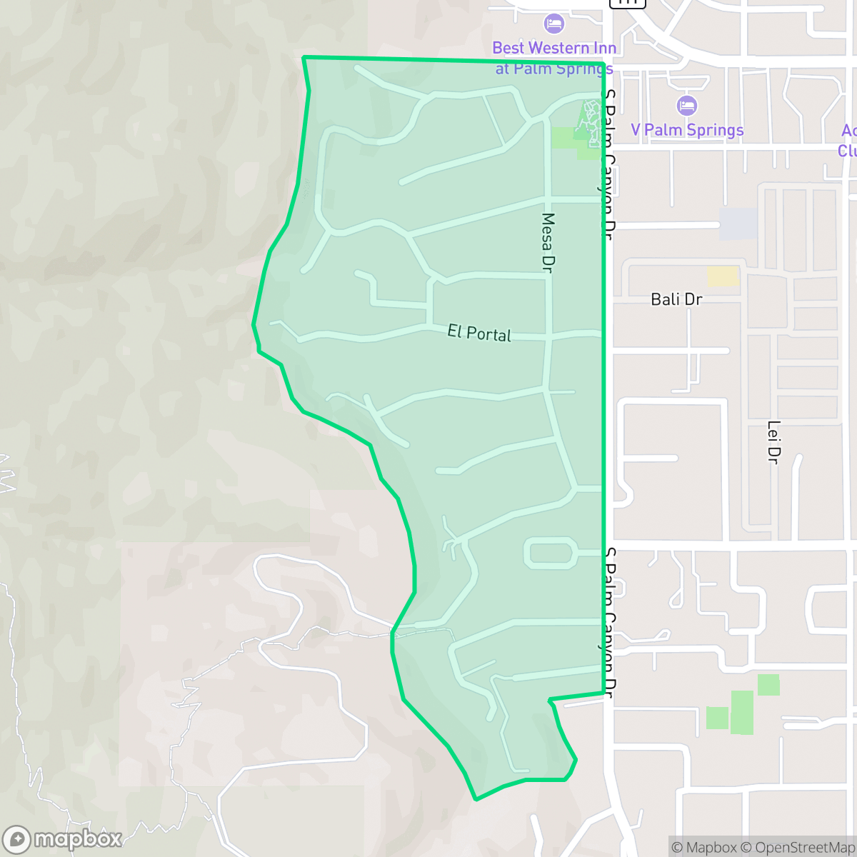 Map showing the location of The Mesa, Palm Springs, CA