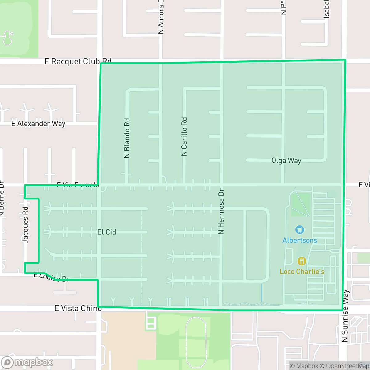 Map showing the location of Vista Norte, Palm Springs, CA