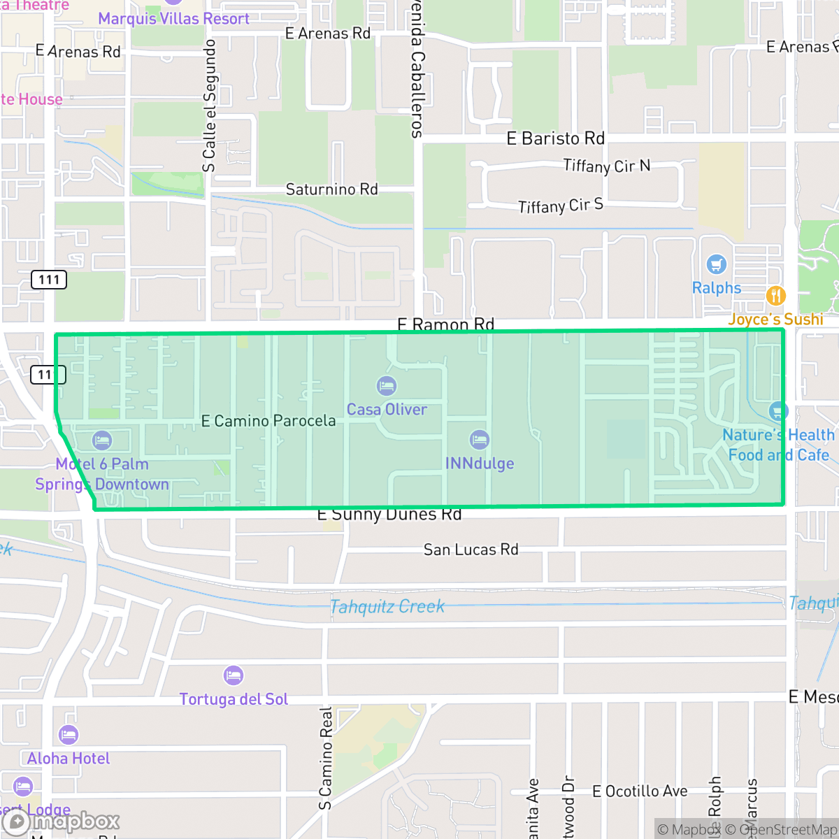 Map showing the location of Warm Sands, Palm Springs, CA