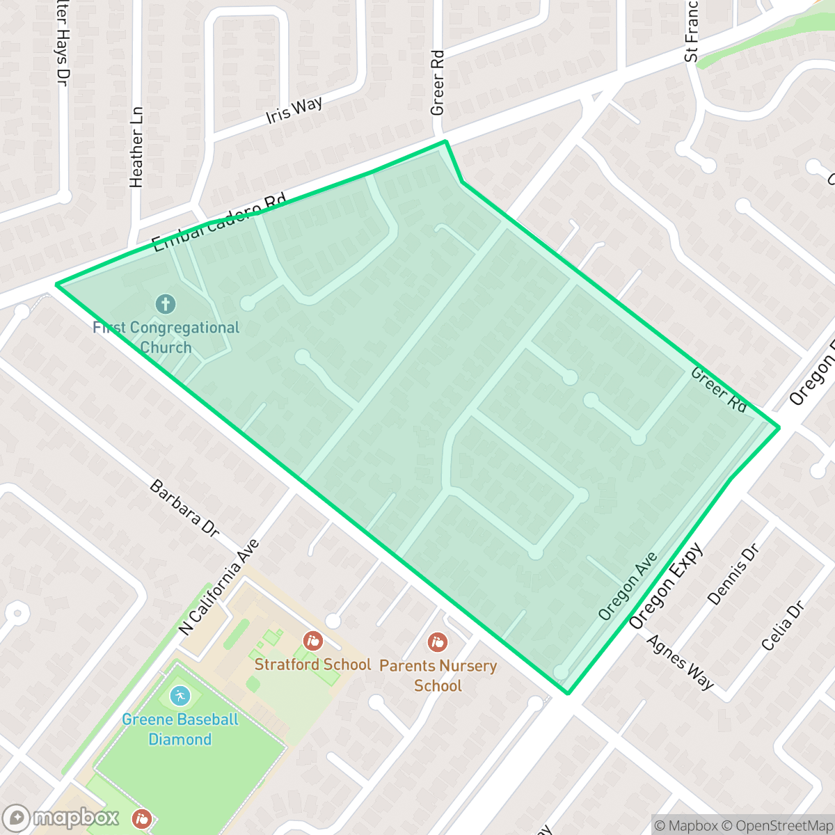 Map showing the location of Triple El, Palo Alto, CA
