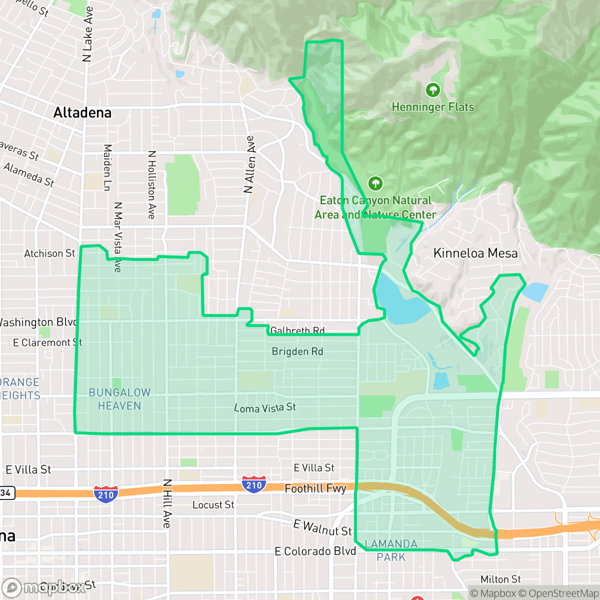 Map showing the location of East Central, Pasadena, CA