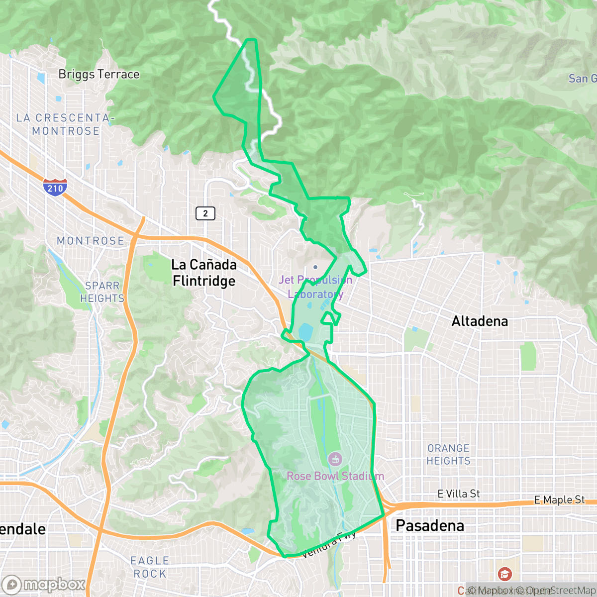 Map showing the location of North Arroyo, Pasadena, CA