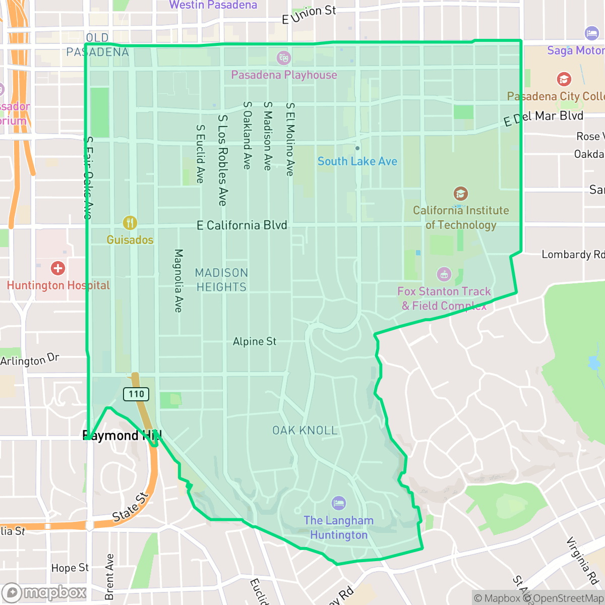Map showing the location of South, Pasadena, CA