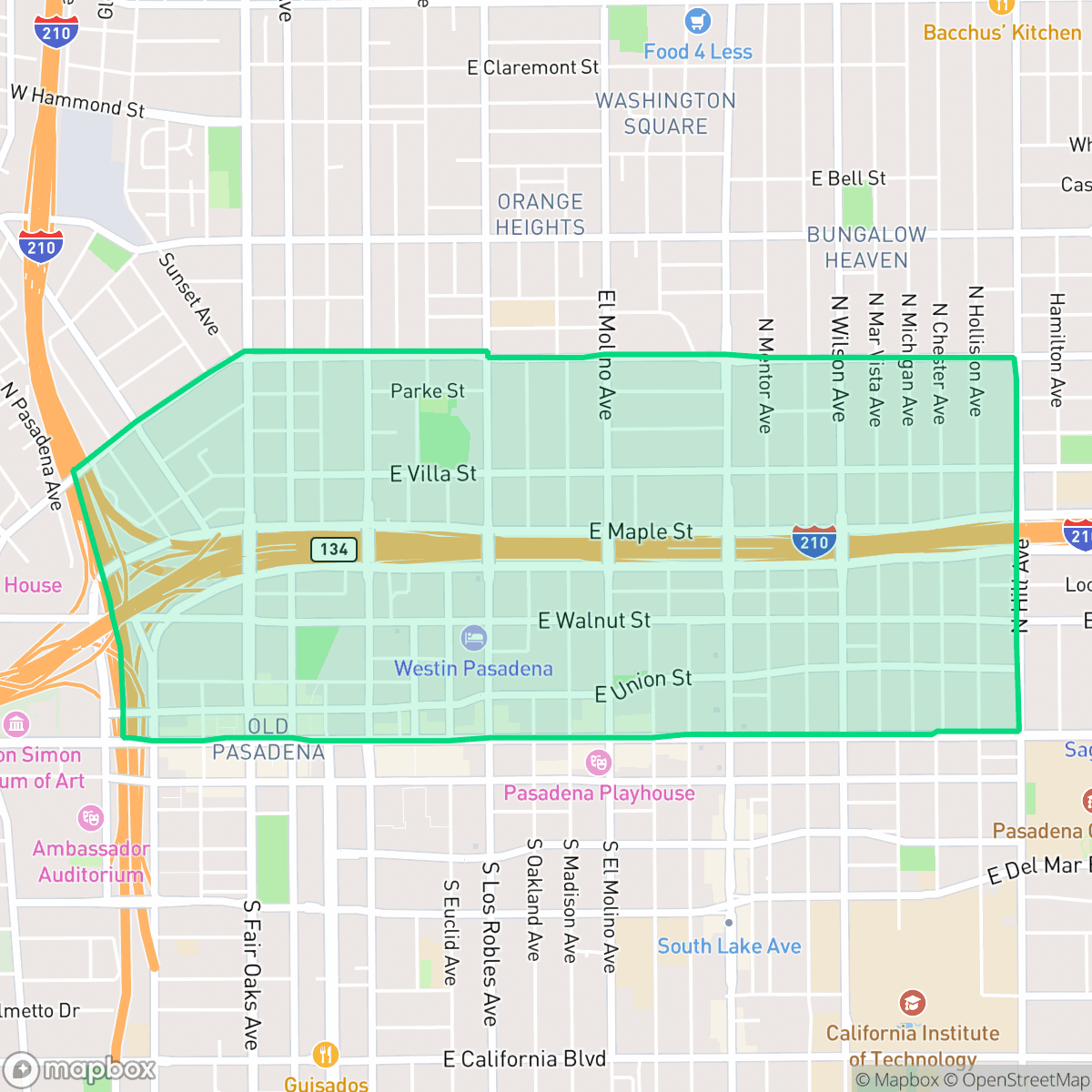 Map showing the location of West Central, Pasadena, CA