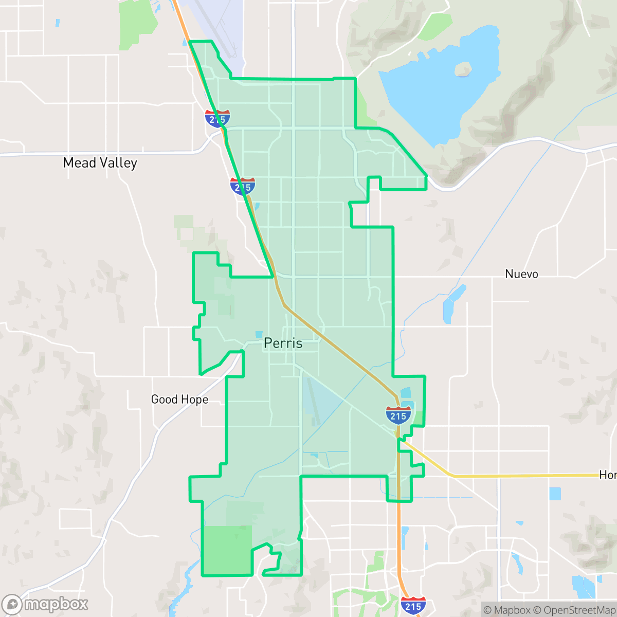 Map showing the location of Perris, CA — coverage area