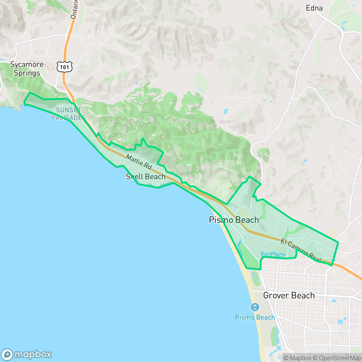 Map showing the location of Pismo Beach, CA — coverage area