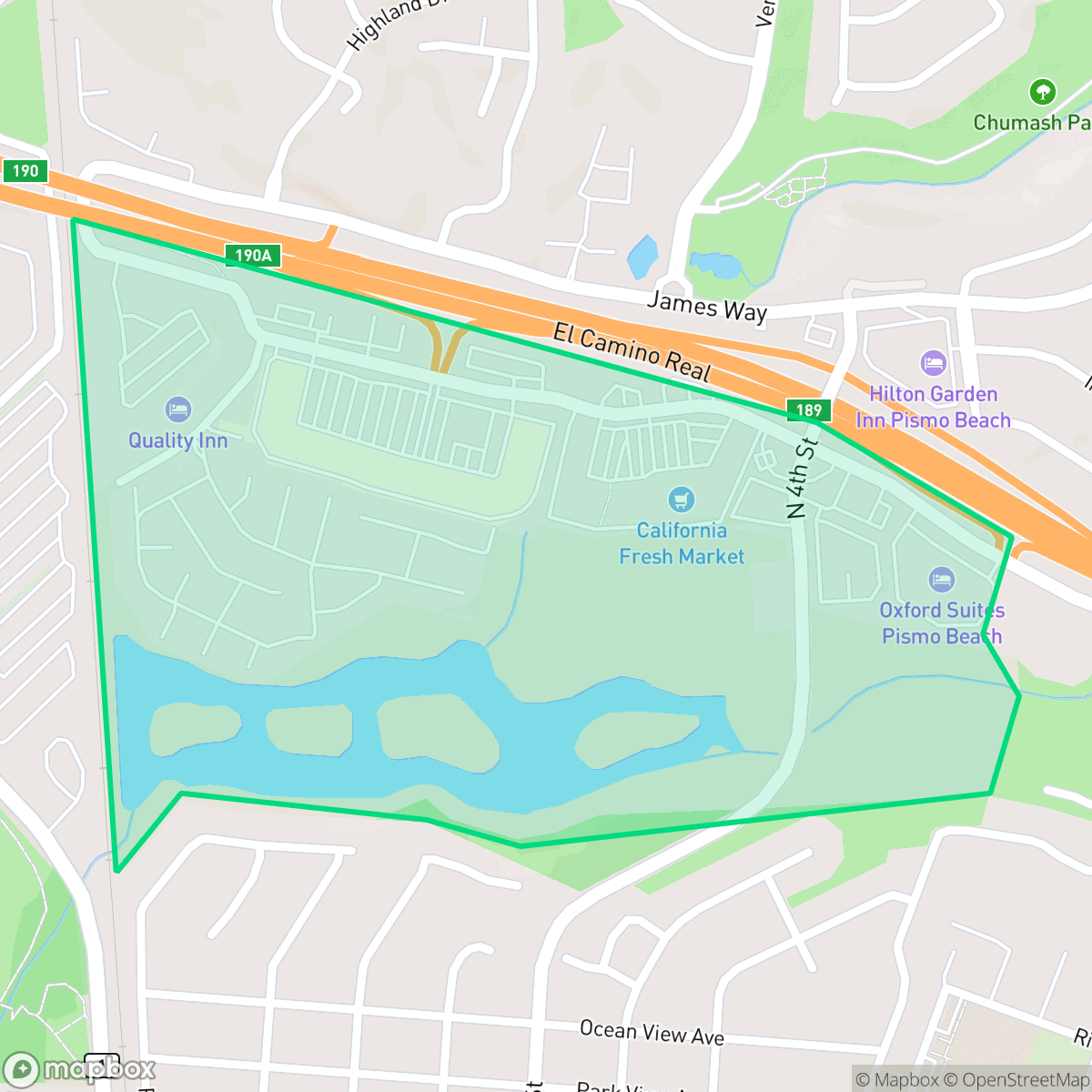 Map showing the location of Pismo Marsh, Pismo Beach, CA