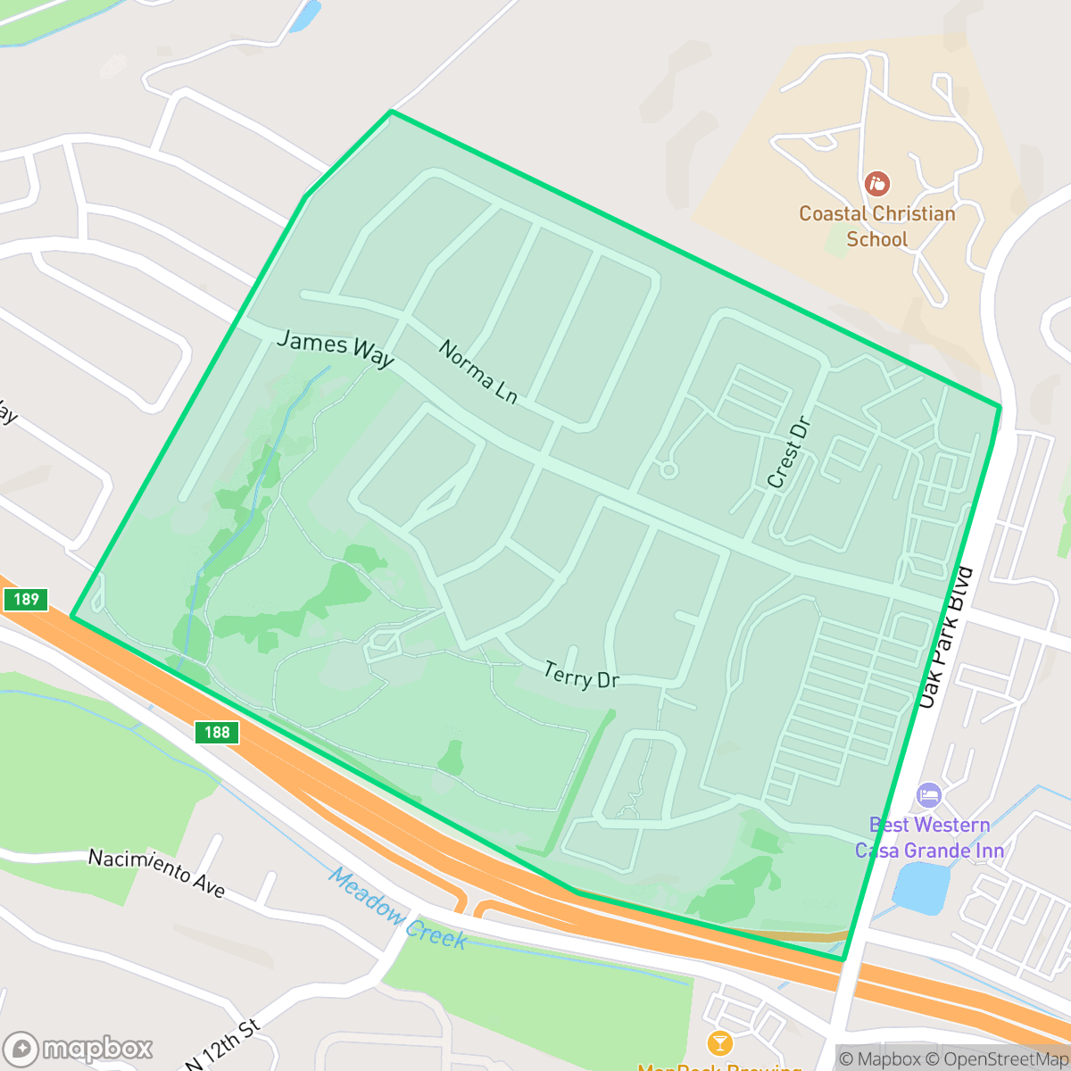 Map showing the location of Toucan Terrace, Pismo Beach, CA