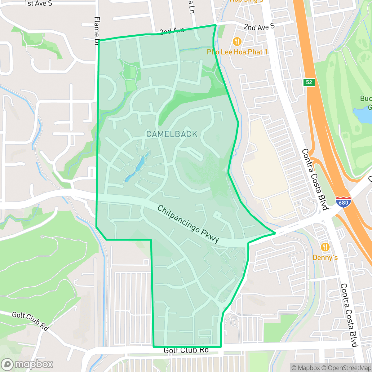 Map showing the location of Camelback, Pleasant Hill, CA