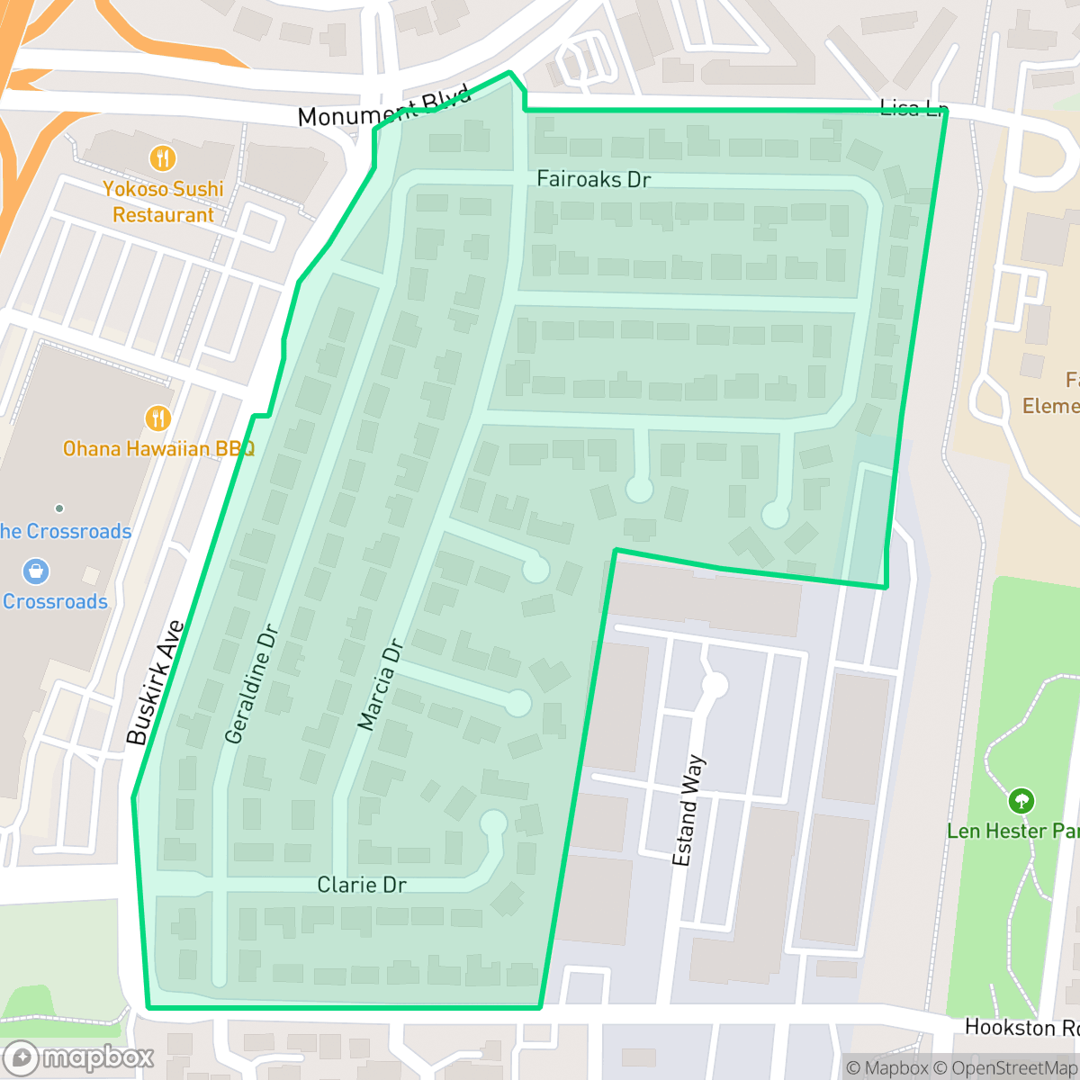 Map showing the location of Fair Oaks, Pleasant Hill, CA
