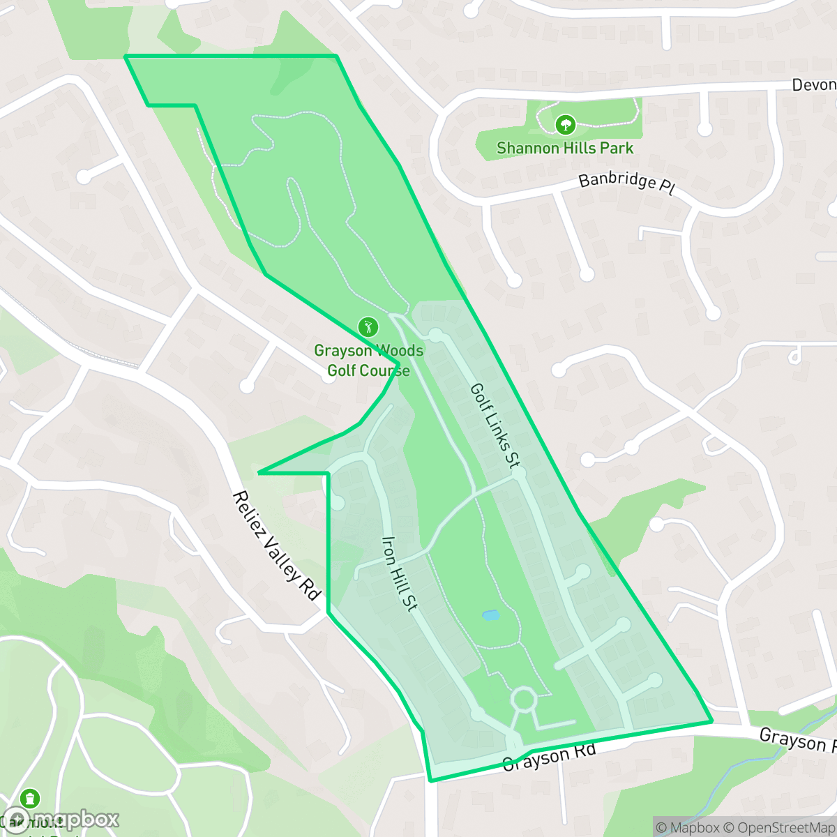 Map showing the location of Grayson Woods, Pleasant Hill, CA