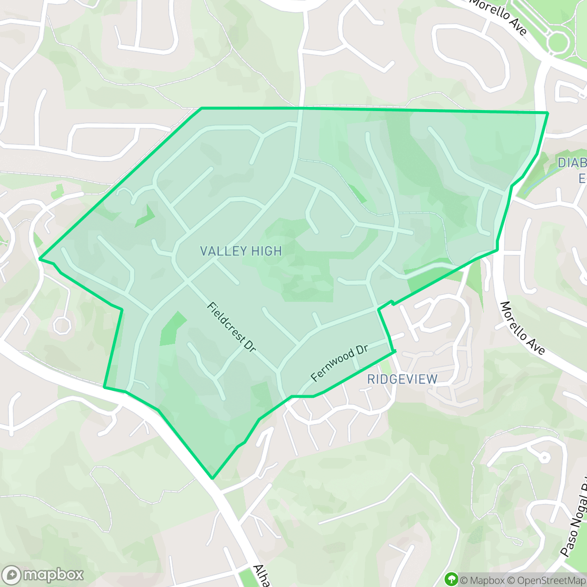 Map showing the location of Valley High, Pleasant Hill, CA