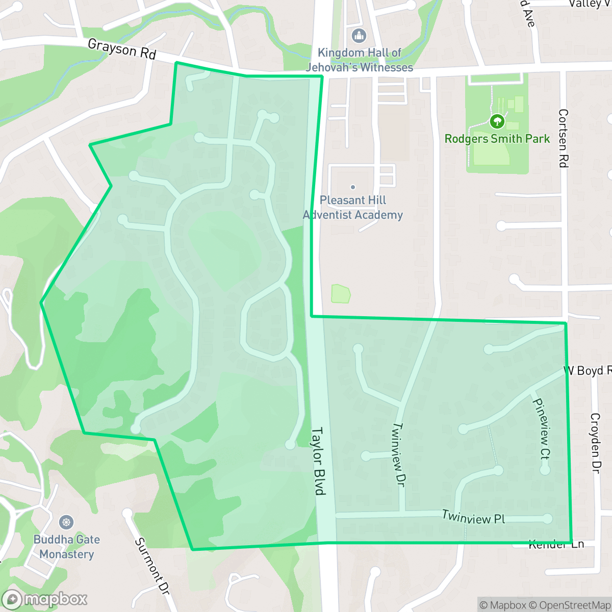 Map showing the location of Woodside Meadows, Pleasant Hill, CA